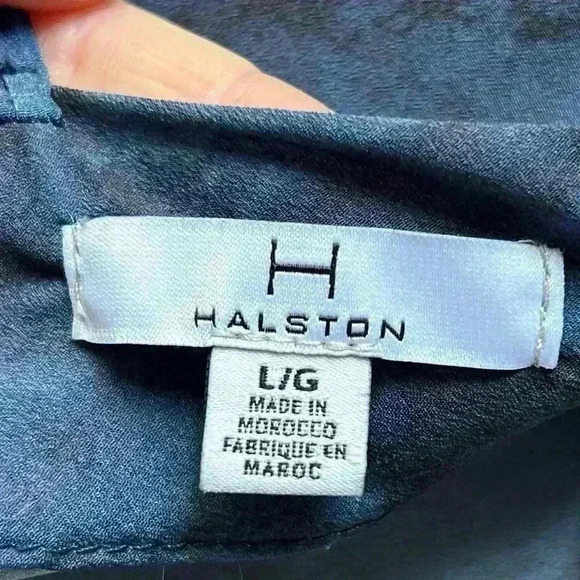 HALSTON Blue and Black Dyed Marble Print Tie Dye Jumpsuit Size Large - Picture 9 of 10